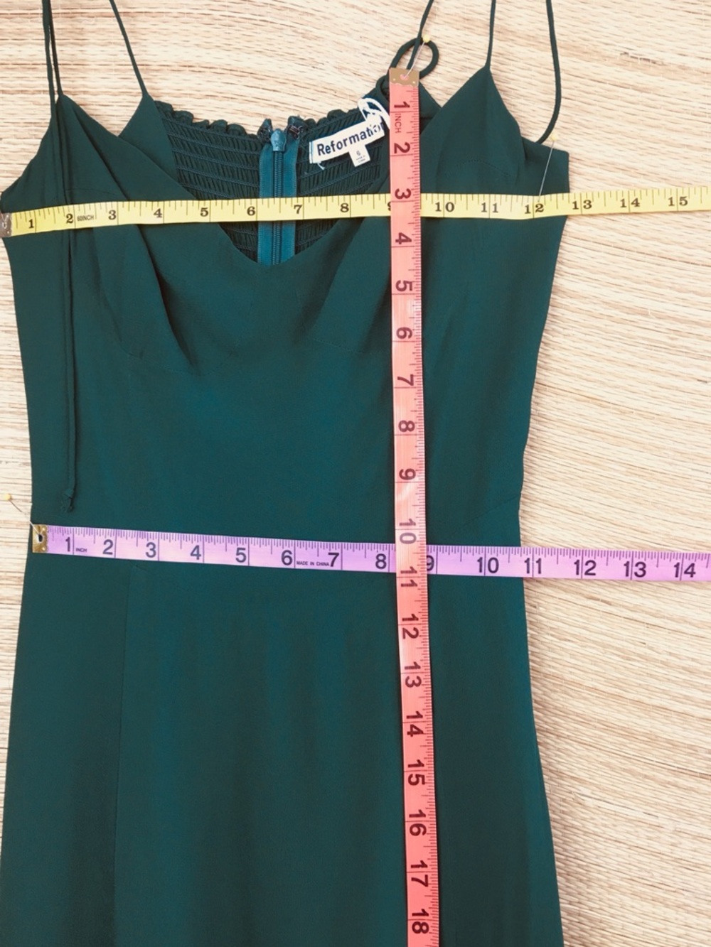 REFORMATION  NWOT Juliette Crepe Midi Dress In Emerald Size 6 - Picture 13 of 15